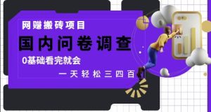 网创搬砖项目，国内问卷调查，0基础看完就会 一天轻松三四张，靠谱副业干就完了【揭秘】-甬战资源库