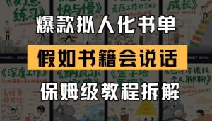 最新爆款拟人化书单玩法,假如书籍会说话,保姆级教程-甬战资源库
