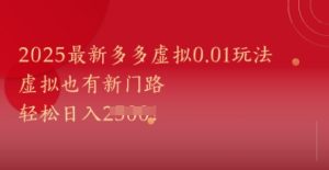 2025最新多多虚拟0.01玩法!虚拟也有新世界,轻松日入1k+-甬战资源库