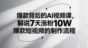 爆款背后的AI视频课,解说7天涨粉10W爆款短视频的制作流程-甬战资源库