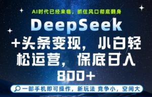 DeepSeek+头条变现，保姆级教学，小白轻松上手，日入8张+【揭秘】-甬战资源库
