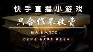 快手直播小游戏，只合作不收费，你出账号我出技术， 分润模式【揭秘】-甬战资源库