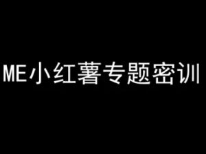 ME小红薯专题密训-小红书电商教程-甬战资源库