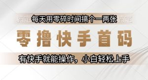 零撸快手首码，每天用零碎时间搞个一两张，有快手就能操作小白轻松上手【揭秘】-甬战资源库