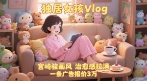 单个账号涨粉71W！用AI制作独居女孩Vlog，宫崎骏画风，治愈感拉满，一条广告报价3W-甬战资源库