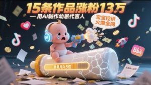用AI制作幼崽代言人，宝宝的控诉火爆全网，15条作品涨粉13W，单号月入5位数实操教程-甬战资源库