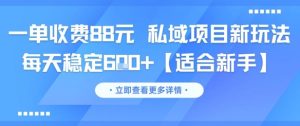 一单收费88元 私域项目新玩法 每天稳定6张+【适合新手】-甬战资源库